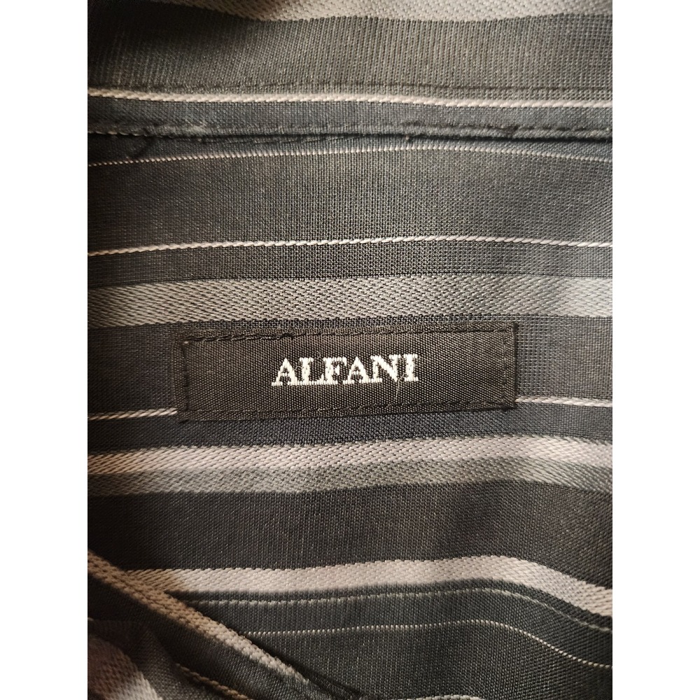 Alfani Men's 2XLT Short Sleeve Button Down  Black Gray White Striped Modal Blend - Picture 4 of 7